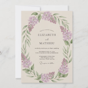 Lavender Verdant Garland Wedding Invitation