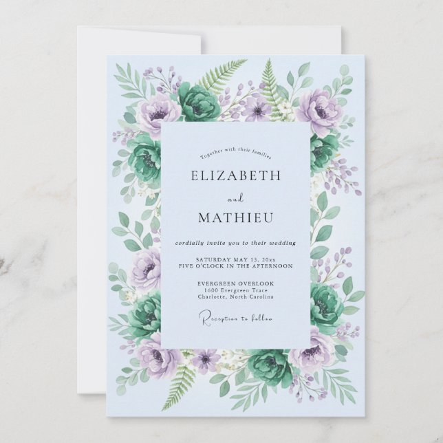 Lavender Verdant Woodland Wedding Invitation (Front)
