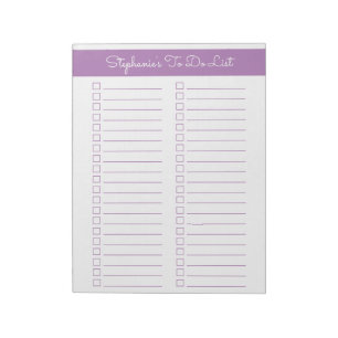 Lavender Vertical 8.5x11 Two Column Checklist Notepad