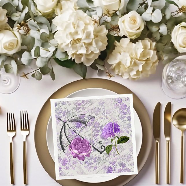 Lavender Victorian Ephemera Floral Country Chic Napkin (Creator Uploaded)