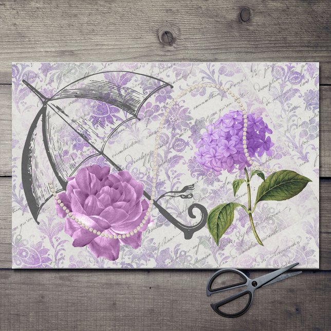 Lavender Victorian Ephemera Floral Country Chic Tissue Paper (Creator Uploaded)