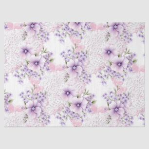 Lavender Victorian Florals & Lace Decoupage   Tissue Paper