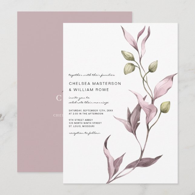 Lavender Vine Greenery Wedding Invitation (Front/Back)