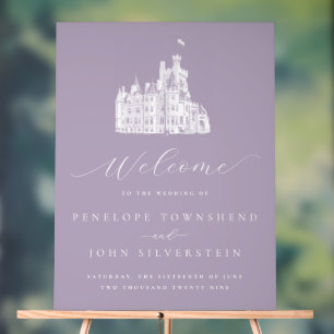Lavender Vintage Castle Wedding Welcome Acrylic Sign