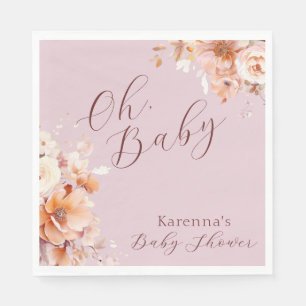 Lavender Vintage Floral Fall Oh Baby Shower Napkin