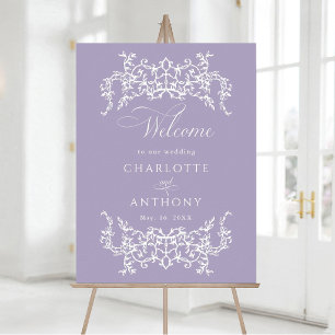 Lavender Vintage Floral Frame Wedding Welcome Poster