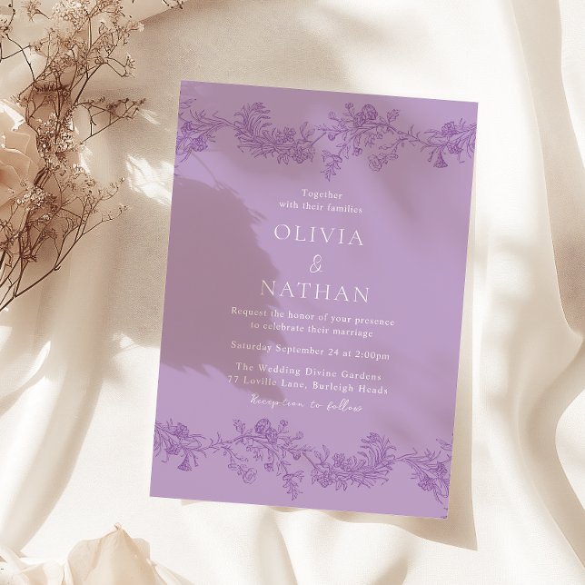 Lavender Vintage Floral Wedding Invitation (Creator Uploaded)
