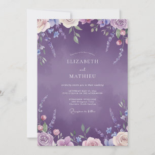 Lavender Violet Blossom Wedding Invitation