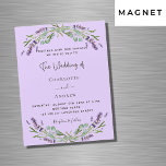 Lavender violet eucalyptus flowers luxury wedding magnetic invitation<br><div class="desc">A violet background decorated with lavender flowers and eucalyptus greenery. Personalise and your names and details.</div>