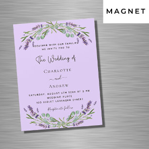 Lavender violet eucalyptus flowers luxury wedding magnetic invitation