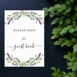 Lavender violet eucalyptus sign guest book