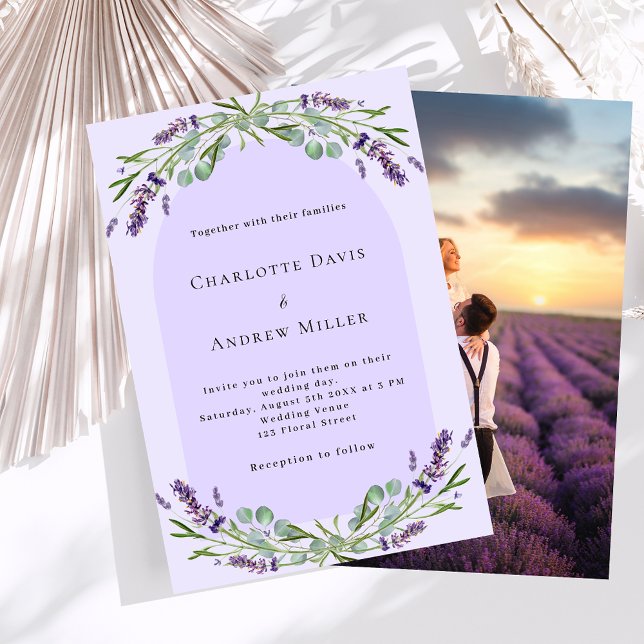 Lavender violet floral photo arch wedding invitation (Creator Uploaded)
