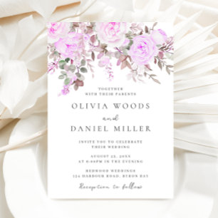 Lavender & Violet Floral Wedding Invitation