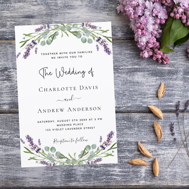 Lavender violet florals greenery luxury wedding  invitation (Creator Uploaded)
