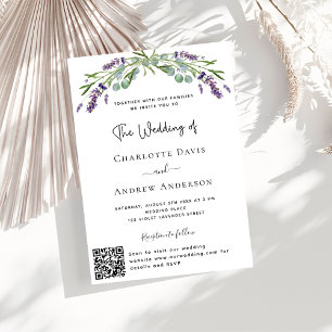 Lavender violet florals QR code RSVP wedding  Invitation
