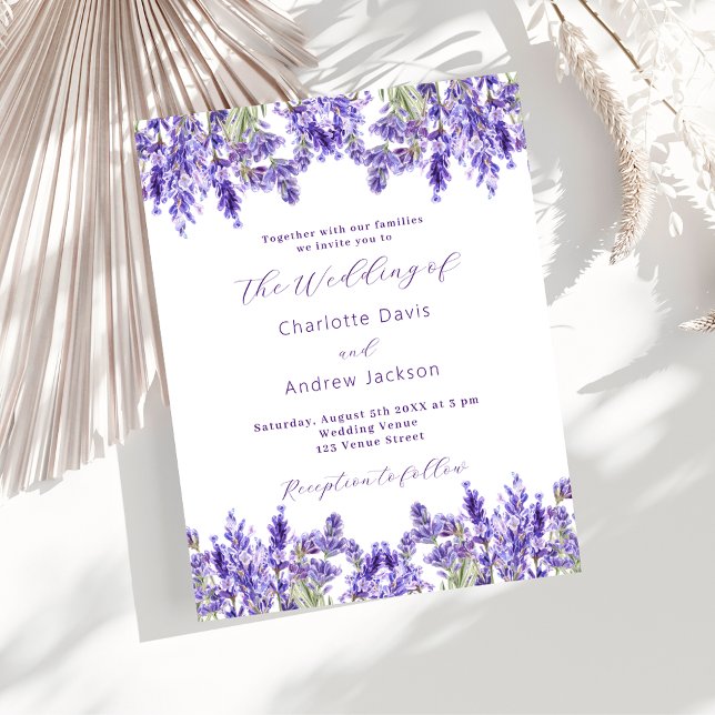 Lavender violet florals watercolor wedding invitation postcard (Creator Uploaded)