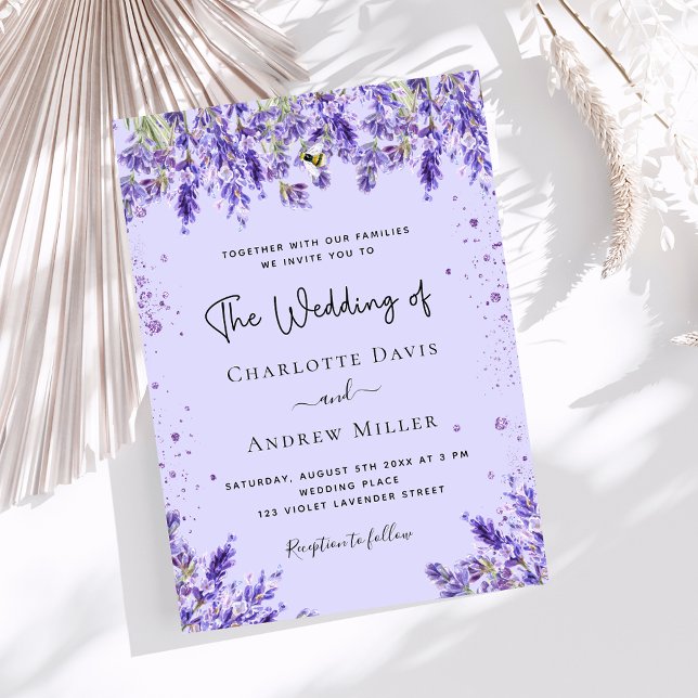 Lavender violet florals wedding invitation (Creator Uploaded)