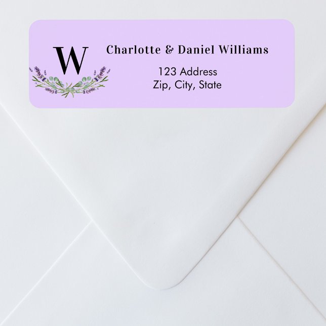 Lavender violet flowers monogram return address (Creator Uploaded)