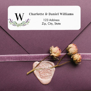 Lavender violet flowers monogram return address