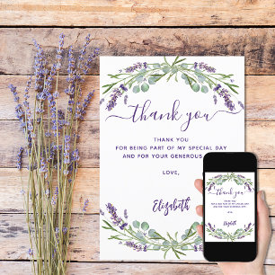 Lavender violet flowers thank you card