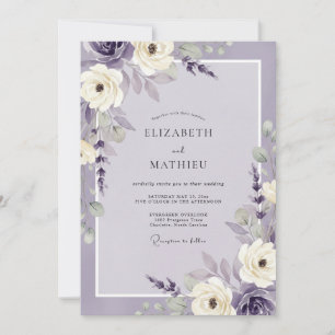 Lavender Violet Foliage Eucalyptus Wedding Invitation