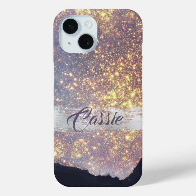 Lavender Violet Gold Star Swatch Case-Mate iPhone Case (Back)