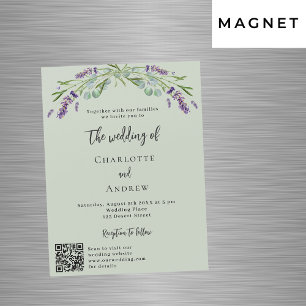 Lavender violet green QR details luxury wedding Magnetic Invitation