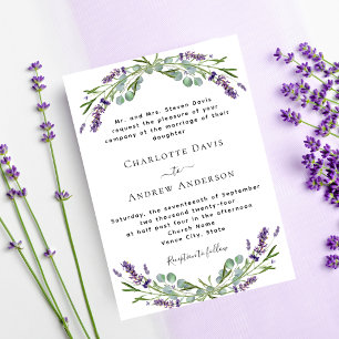 Lavender violet greenery formal wedding  invitation