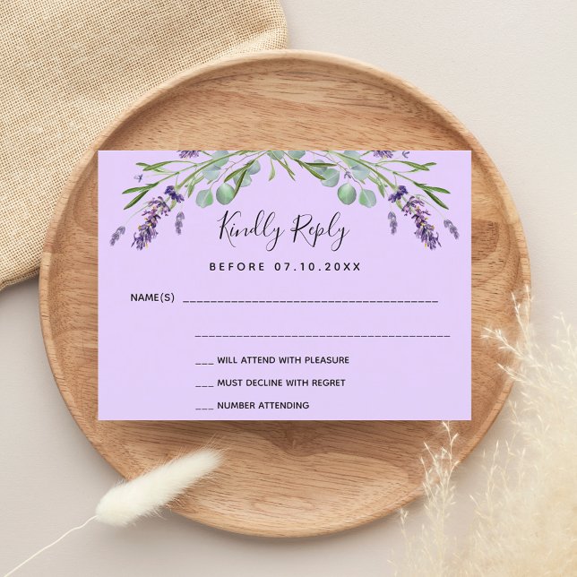 Lavender violet greenery wedding response RSVP (Creator Uploaded)