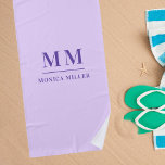 Lavender violet monogram initials name beach towel<br><div class="desc">Lavender,  violet background.  Personalise and add your monogram initials and full name. Purple text.</div>