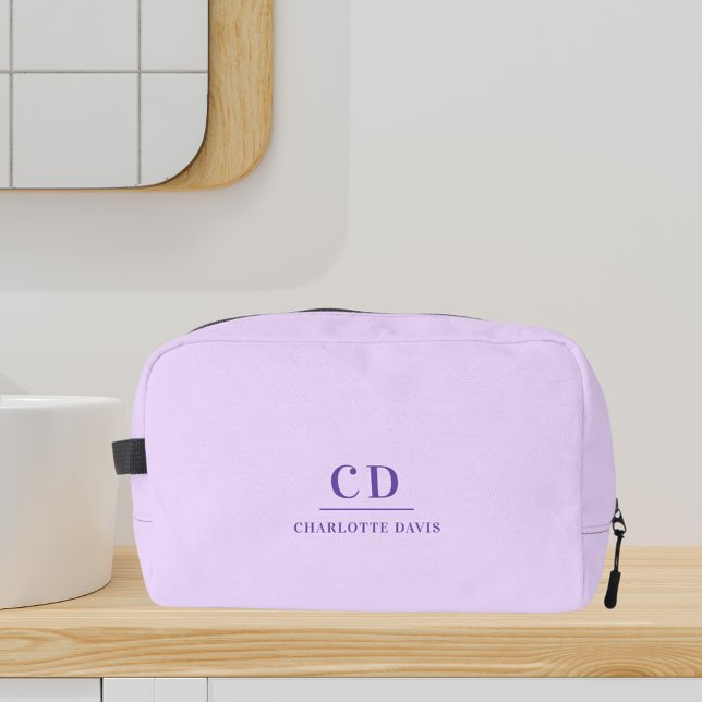 Lavender violet monogram initials name dopp kit (Creator Uploaded)