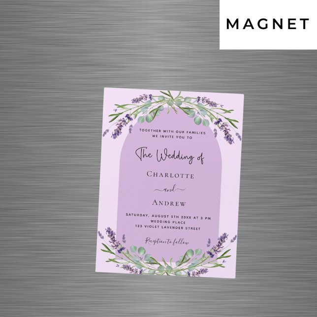 Lavender violet pink greenery arch luxury wedding  magnetic invitation (Creator Uploaded)