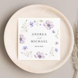Lavender Violet Purple Spring Wildflowers Wedding Napkin