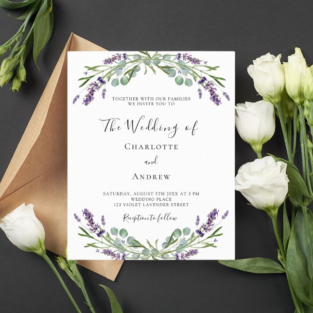 Lavender violet QR RSVP details wedding invitation (Creator Uploaded)