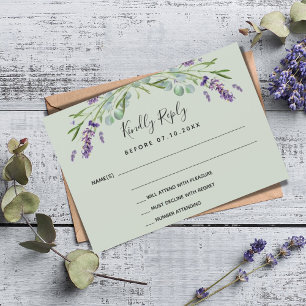 Lavender violet sage green wedding response RSVP