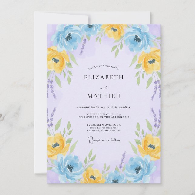 Lavender Vivid Springtime Wedding Invitation (Front)