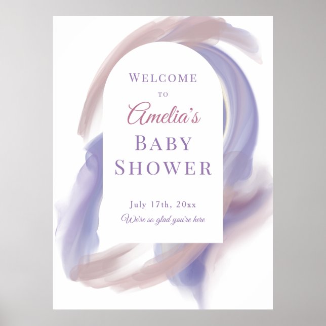Lavender Watercolor Abstract Welcome Poster (Front)