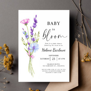 Lavender Watercolor Boho Wildflower Baby Shower Invitation