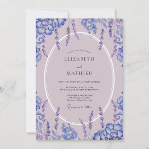 Lavender Watercolor Botanical Romance Wedding Invitation