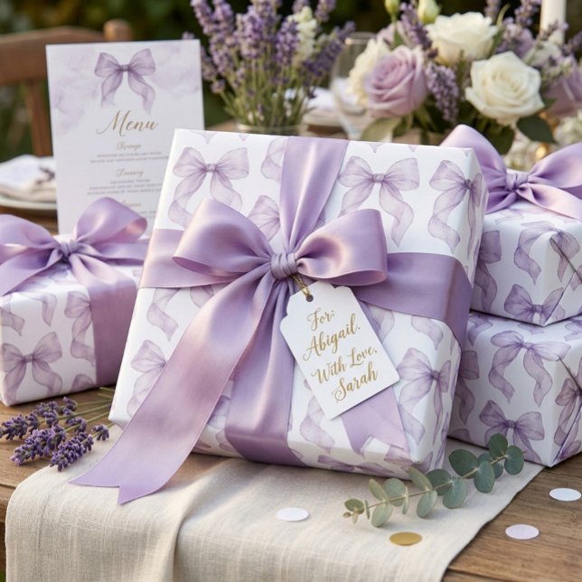Lavender Watercolor Bows Pattern Wrapping Paper (Creator Uploaded)