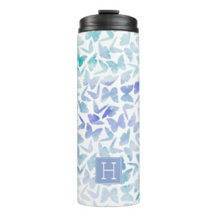 Lavender Watercolor Butterflies Monogrammed Thermal Tumbler