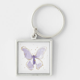 Lavender Watercolor Butterfly Key Ring