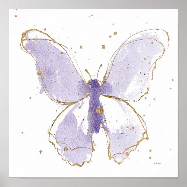 Lavender Watercolor Butterfly Poster (Front)