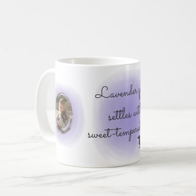 Lavender Watercolor Dachshund Custom Name Coffee Mug (Front Left)