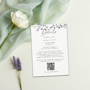 Lavender Watercolor Elegant QR Wedding Details Enclosure Card