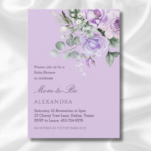 Lavender Watercolor Floral Baby Shower Invitation