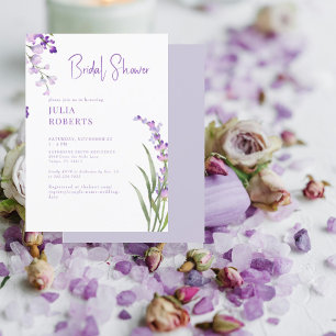 Lavender Watercolor Floral Bridal Shower  Invitation