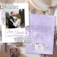 Lavender Watercolor Floral Photo & Note Wedding