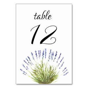 Lavender Watercolor Floral Purple Flowers Wedding Table Number