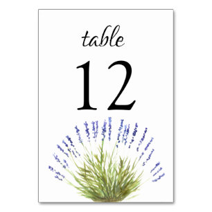 Lavender Watercolor Floral Purple Flowers Wedding Table Number